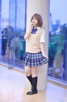 blouse cosplay kneesocks koizumi_hanayo love_live!_school_idol_project misaki pleated_skirt school_uniform skirt skirt_lift sweater_vest rating:Safe score:0 user:nil!