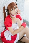 akitsu_honoka apron bows choker cosplay hairband hair_ribbons maid maid_uniform neon_genesis_evangelion petticoat red_hair soryu_asuka_langley rating:Safe score:0 user:pixymisa