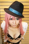 atashi_no_inu_(vocaloid) blouse cleavage cosplay dazaigaro hat megurine_luka pink_hair vocaloid rating:Safe score:4 user:lolzin