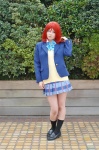 blazer blouse cosplay kneesocks koike love_live!_school_idol_project nishikino_maki pleated_skirt red_hair school_uniform skirt sweater_vest rating:Safe score:1 user:nil!