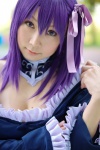 choker cleavage cosplay fate/hollow_ataraxia fate/series gown hairbow hazuki_minami matou_sakura purple_hair rating:Safe score:0 user:nil!