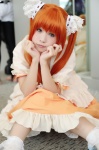 apron cosplay dress orange_hair sacrifice shirayuki_himeno socks sound_horizon twintails rating:Safe score:0 user:nil!