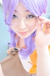 blouse cleavage cosplay glasses macross macross_frontier matsuura_nanase pleated_skirt purple_hair school_uniform shiori skirt rating:Safe score:0 user:nil!