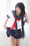 akiloveschool cosplay itsuki_akira original pleated_skirt sailor_uniform school_uniform skirt skirt_lift rating:Safe score:1 user:nil!