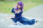 boots cleavage cosplay fate/hollow_ataraxia fate/series gown hair_ribbons hazuki_minami matou_sakura purple_hair rating:Safe score:2 user:nil!