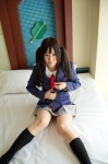 bed blazer blouse cosplay kneesocks k-on! nakano_azusa pleated_skirt school_uniform skirt tsukihana_rin twintails rating:Safe score:1 user:nil!