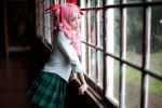 blouse cosplay hairbows mikado pink_hair pleated_skirt school_uniform shiki_(novel) shimizu_megumi skirt tie twintails rating:Safe score:0 user:xkaras
