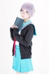 book cosplay glasses ibara nagato_yuki pleated_skirt purple_hair school_uniform skirt suzumiya_haruhi_no_yuuutsu sweater rating:Safe score:1 user:pixymisa