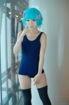 asakura_irori blue_hair cosplay hair_clips original pantyhose school_swimsuit swimsuit thighhighs rating:Safe score:4 user:nil!