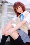 blouse cosplay hirasawa_yui kneehighs k-on! natsuki_(iii) pleated_skirt ribbon_tie skirt sweater rating:Safe score:1 user:pixymisa