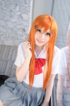 bleach blouse bowtie cosplay inoue_orihime orange_hair pleated_skirt skirt soubi_zero rating:Safe score:1 user:pixymisa