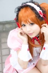 apron asahina_mikuru cosplay cuffs dress hairband orange_hair pantyhose sheer_legwear suzumiya_haruhi_no_yuuutsu tsukikage_yayoi twintails waitress waitress_uniform rating:Safe score:1 user:pixymisa