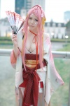braid cleavage cosplay fan garter_straps keito kimono obi original pink_eyes pink_hair thighhighs twintails zettai_ryouiki rating:Safe score:0 user:pixymisa