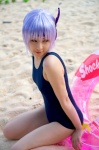 ayane_(doa) beach cosplay dead_or_alive headband inner_tube one-piece_swimsuit purple_hair school_swimsuit swimsuit tachibana_minami rating:Safe score:0 user:nil!