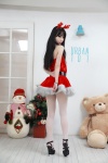 dress horns im_soo_yeon pantyhose santa_costume stuffed_animal teddy_bear white_legwear rating:Safe score:4 user:nil!