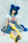 animal_ears blue_hair cat_ears choker cosplay dress hayase_ami original sailor_uniform school_uniform tail rating:Safe score:1 user:nil!