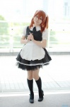 apron cosplay dress hairband hiyori kneehighs maid maid_uniform original red_hair rating:Safe score:0 user:nil!