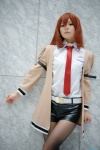 armband black_legwear blouse blue_eyes cosplay maitako makise_kurisu pantyhose red_hair shorts steins;gate sweater tie rating:Safe score:4 user:pixymisa