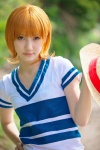 cosplay kuuya nami_(one_piece) one_piece orange_hair straw_hat tshirt rating:Safe score:1 user:nil!
