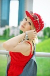 blonde_hair blouse cosplay hat necklace original overalls root sunglasses watch rating:Safe score:0 user:pixymisa