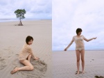 beach bikini blouse mitsuya_youko see-through sexual_surprise swimsuit rating:Safe score:0 user:nil!