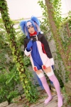 blue_hair buyara cosplay garter_belt glasses gloves hair_ribbons headband jumper klan_klein macross macross_frontier military_uniform thighhighs twintails rating:Safe score:0 user:nil!