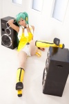 aqua_hair babydoll boots cosplay hatsune_miku headset necoco remix_necosmo shorts tagme_song twintails vest vocaloid rating:Safe score:1 user:nil!