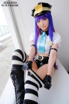 blouse boots cosplay croptop fingerless_gloves gloves multi-colored_hair panty_&_stocking_with_garterbelt police_hat police_uniform policewoman shorts stocking_(psg) stocking_pull suspenders thighhighs tie uchiko rating:Safe score:1 user:nil!