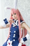 animal_ears blouse bunny_ears cosplay cuffs kurasaka_kururu kurousagi mondaiji-tachi_ga_isekai_kara_kuru_sou_desu_yo? pink_eyes pink_hair skirt rating:Safe score:1 user:pixymisa