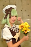 bow cap cosplay flowers green_hair sailor_uniform sakamoto_fumika school_uniform shigure_asa shuffle! rating:Safe score:0 user:pixymisa