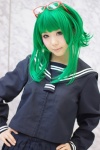 asakura_irori cosplay glasses green_hair gumi pleated_skirt sailor_uniform school_uniform skirt vocaloid rating:Safe score:2 user:nil!