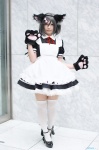 animal_ears apron cat_ears cosplay dress maid maid_uniform original paw_gloves silver_hair thighhighs white_legwear yuzuki_aya_(ii) zettai_ryouiki rating:Safe score:1 user:nil!