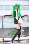 cosplay dress elbow_gloves gloves green_hair hatsune_miku meltdown_(vocaloid) necoco pantyhose thighhighs twintails vocaloid zettai_ryouiki rating:Safe score:1 user:nil!