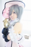 ciel_phantomhive cosplay dress elbow_gloves gloves hat kuroshitsuji mask nyai_(ii) silver_hair twintails rating:Safe score:0 user:pixymisa