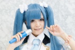 akb48 beni blouse blue_hair cosplay hairbows microphone tie twintails watanabe_mayu_(cosplay) rating:Safe score:0 user:pixymisa