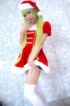 crinoline dress green_hair hair_clips santa_costume stocking_cap thighhighs yae_maiko zettai_ryouiki rating:Safe score:2 user:pixymisa