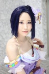 cosplay dress headdress idolmaster machi miura_azusa purple_eyes purple_hair wristband rating:Safe score:0 user:pixymisa