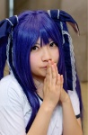 cosplay hair_ribbons little_busters! purple_hair ruri_(ii) sasasegawa_sasami tshirt twintails rating:Safe score:0 user:pixymisa