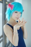 asakura_irori blue_hair cosplay hair_clips original school_swimsuit swimsuit rating:Safe score:2 user:nil!