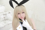 blonde_hair cosplay elbow_gloves gloves hairbow kantai_collection na-san sailor_uniform school_uniform shimakaze_(kantai_collection) stripe_(photoset) rating:Safe score:1 user:nil!