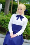 blonde_hair blouse braid cosplay fate/series fate/stay_night hairbow pantyhose saber sasa skirt rating:Safe score:0 user:nil!