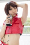 cosplay croptop kureha meiko microphone miniskirt skirt tubetop vocaloid yellow_eyes rating:Safe score:0 user:pixymisa