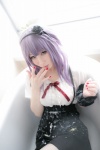 atsuki bathroom bathtub black_legwear blouse cosplay dagashi_biyori dagashi_kashi hairband pantyhose purple_hair shidare_hotaru skirt suspenders wet rating:Safe score:1 user:nil!