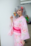 cosplay genderswap gintama kimono lollipop riu sakata_gintoki silver_hair twintails rating:Safe score:0 user:nil!