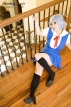 ayanami_rei blue_hair cosplay jumper kneesocks neon_genesis_evangelion sailor_uniform saku school_uniform white_end_type_zero rating:Safe score:1 user:nil!