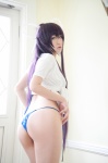 ass bikini cosplay croptop ikkitousen kanu_unchou kibashi ponytail purple_hair side-tie_bikini swimsuit tshirt rating:Safe score:5 user:nil!