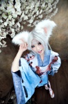 animal_ears cosplay hiiro_no_kakera kimono kneesocks kotaro osaki_kitsune sandals tail white_hair rating:Safe score:1 user:Kryzz