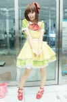 bowtie cosplay dress hagiwara_yukiho hairbow idolmaster maitako pantyhose sheer_legwear slip rating:Safe score:2 user:pixymisa