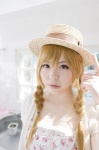 blonde_hair cosplay dress hair_ties katou_mari original straw_hat sweater twin_braids rating:Safe score:0 user:pixymisa