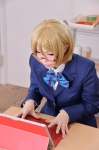 blazer blonde_hair blouse cosplay glasses go_chuumon_wa_hanayo_desu_ka? haruka koizumi_hanayo love_live!_school_idol_project school_uniform rating:Safe score:1 user:nil!